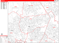 Malden Wall Map Zip Code Red Line Style 2026
