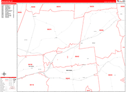 Manchester Wall Map Zip Code Red Line Style 2026