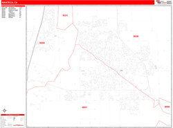 Manteca Wall Map Zip Code Red Line Style 2024