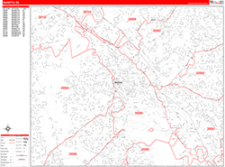 Marietta Wall Map Zip Code Red Line Style 2026