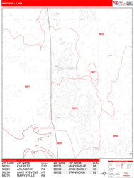 Marysville Wall Map Zip Code Red Line Style 2024