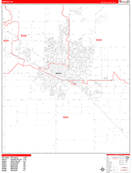 Merced Wall Map Zip Code Red Line Style 2026