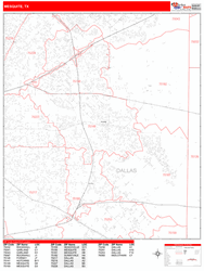 Mesquite Wall Map Zip Code Red Line Style 2024