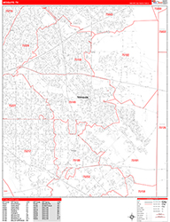 Mesquite Wall Map Zip Code Red Line Style 2026