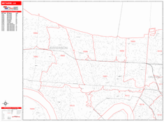 Metairie Wall Map Zip Code Red Line Style 2024