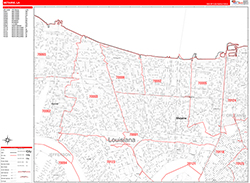 Metairie Wall Map Zip Code Red Line Style 2026