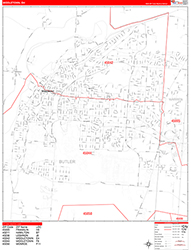 Middletown Wall Map Zip Code Red Line Style 2026