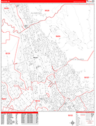 Milpitas Wall Map Zip Code Red Line Style 2026