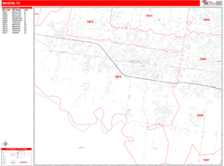 Mission Wall Map Zip Code Red Line Style 2024