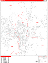 Monroe Wall Map Zip Code Red Line Style 2026