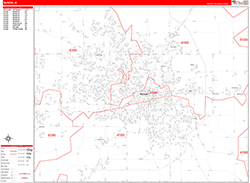 Muncie Wall Map Zip Code Red Line Style 2026