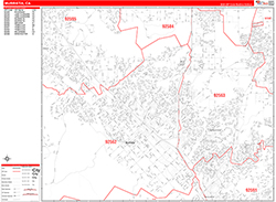 Murrieta Wall Map Zip Code Red Line Style 2026