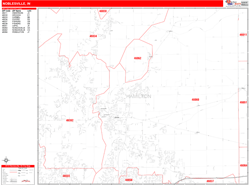 Noblesville Wall Map Zip Code Red Line Style 2024