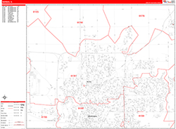 Normal Wall Map Zip Code Red Line Style 2026