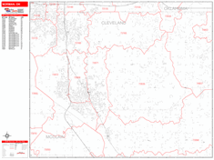 Norman Wall Map Zip Code Red Line Style 2024