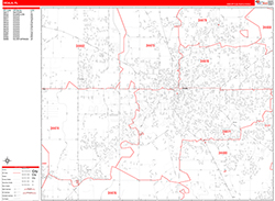 Ocala Wall Map Zip Code Red Line Style 2026