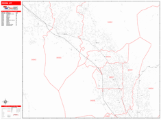 Orem Wall Map Zip Code Red Line Style 2024
