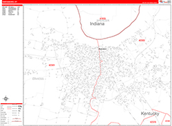 Owensboro Wall Map Zip Code Red Line Style 2026