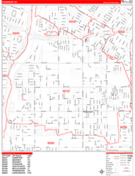 Paramount Wall Map Zip Code Red Line Style 2026