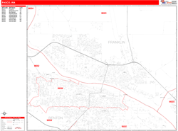 Pasco Wall Map Zip Code Red Line Style 2024