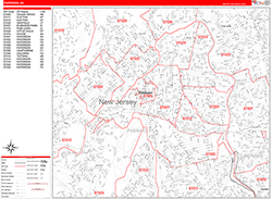 Paterson Wall Map Zip Code Red Line Style 2026