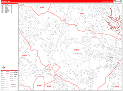 Peabody Wall Map Zip Code Red Line Style 2026