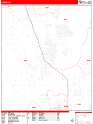 Perris Wall Map Zip Code Red Line Style 2024