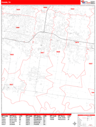 Pharr Wall Map Zip Code Red Line Style 2024