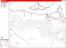 Pittsburg Wall Map Zip Code Red Line Style 2026