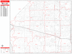 Plantation Wall Map Zip Code Red Line Style 2024
