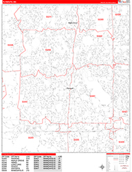 Plymouth Wall Map Zip Code Red Line Style 2026