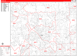 Pontiac Wall Map Zip Code Red Line Style 2026