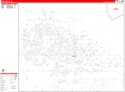 Porterville Wall Map Zip Code Red Line Style 2026
