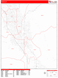 Provo Wall Map Zip Code Red Line Style 2024