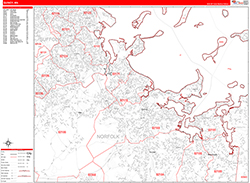 Quincy Wall Map Zip Code Red Line Style 2026