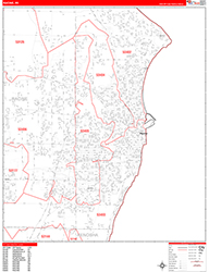 Racine Wall Map Zip Code Red Line Style 2026