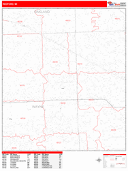 Redford Wall Map Zip Code Red Line Style 2024