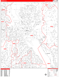 Redmond Wall Map Zip Code Red Line Style 2026