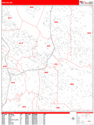 Renton Wall Map Zip Code Red Line Style 2024