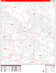 Renton Wall Map Zip Code Red Line Style 2026