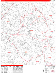 Reston Wall Map Zip Code Red Line Style 2026