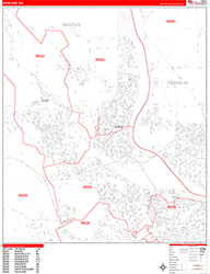 Richland Wall Map Zip Code Red Line Style 2026