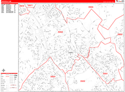 Rockville Wall Map Zip Code Red Line Style 2026