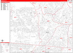 Roseville Wall Map Zip Code Red Line Style 2026