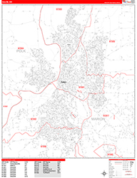 Salem Wall Map Zip Code Red Line Style 2026