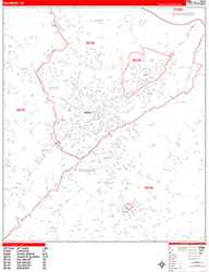 Salisbury Wall Map Zip Code Red Line Style 2026