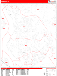 Sammamish Wall Map Zip Code Red Line Style 2024