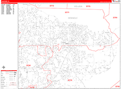 Sanford Wall Map Zip Code Red Line Style 2026