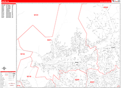 Santee Wall Map Zip Code Red Line Style 2026