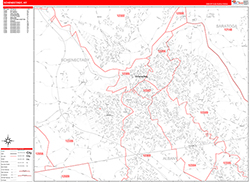 Schenectady Wall Map Zip Code Red Line Style 2026